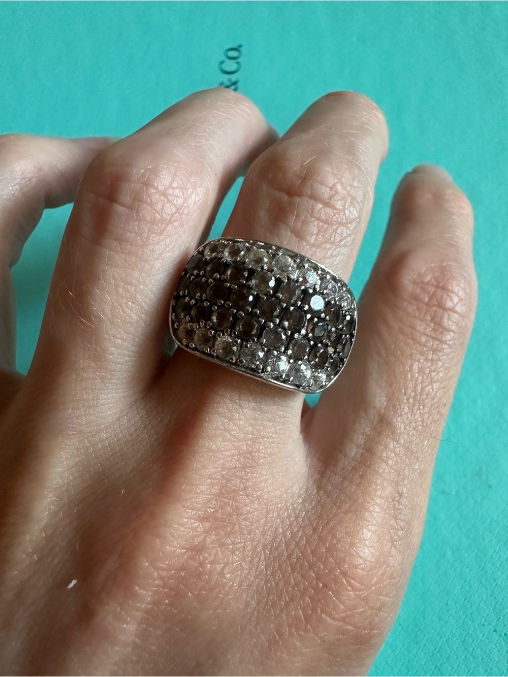Vintage Sterling Silver Pave Set Cz Rhinestone Ring Size 6